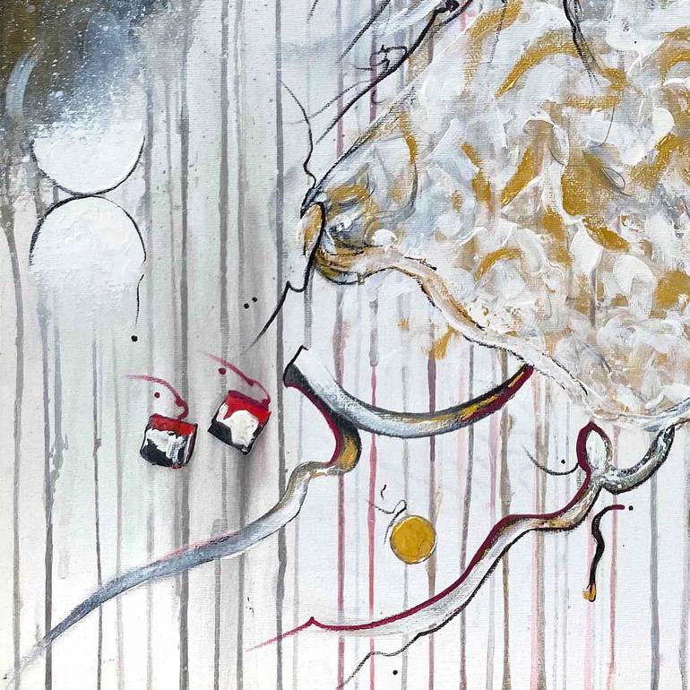 Original Abstract Calligraphy Painting by Qazi Shaharyar  Akhter