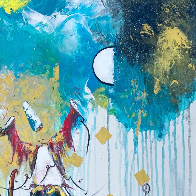 Original Abstract Calligraphy Painting by Qazi Shaharyar  Akhter