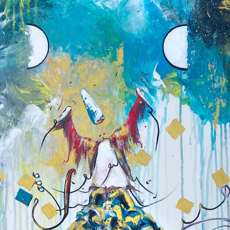 Original Abstract Calligraphy Painting by Qazi Shaharyar  Akhter