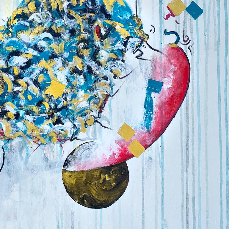 Original Abstract Calligraphy Painting by Qazi Shaharyar  Akhter