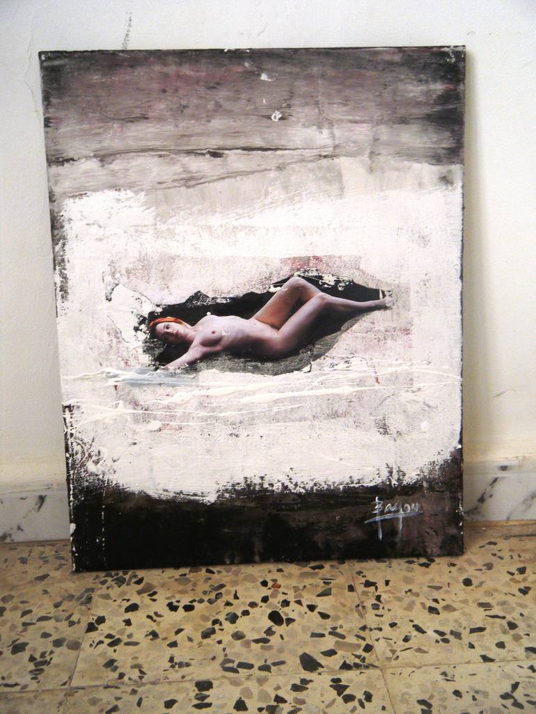 Original Expressionism Nude Collage by Hadjira Bayou