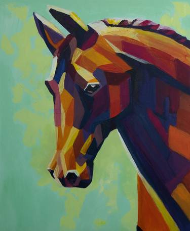 The horse colourful animals acrylic art thumb