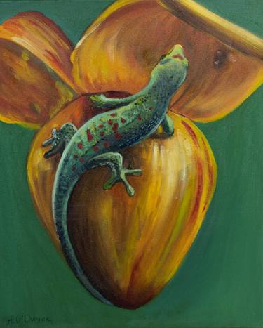 Colourful lizard animal oil painting thumb