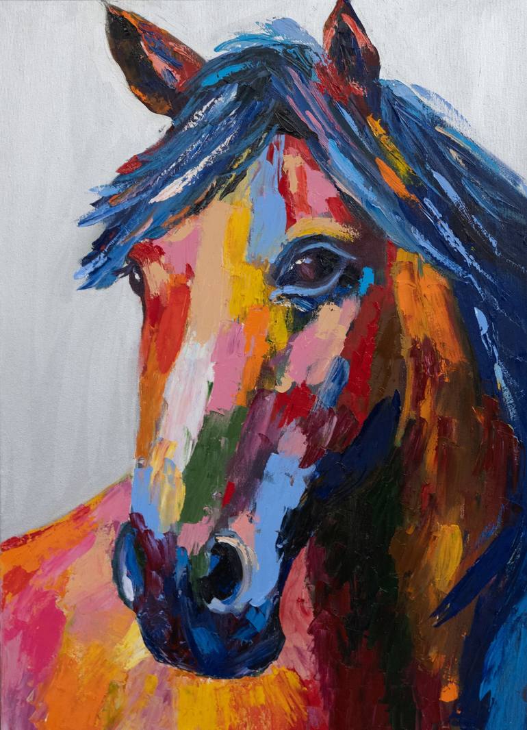 Colourful horse pop art animal art Painting by Alina Odwyer