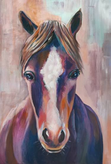 Purple horse portrait wildlife animal art thumb