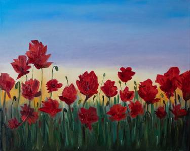 Spring Poppies red floral oil painting thumb