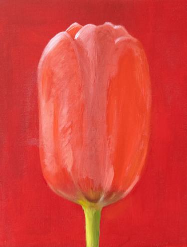 red flower , red floral painting thumb