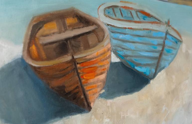 Original Abstract Boat Painting by Alina Odwyer