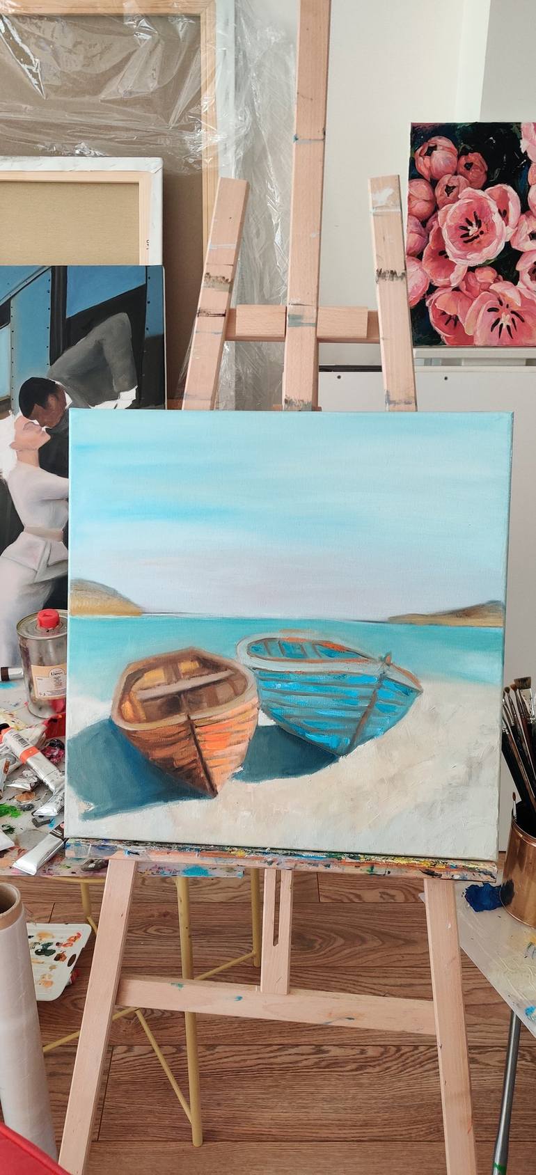 Original Boat Painting by Alina Odwyer