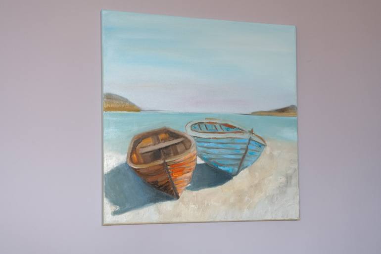 Original Abstract Boat Painting by Alina Odwyer