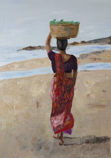 indian woman abstract india oil painting thumb