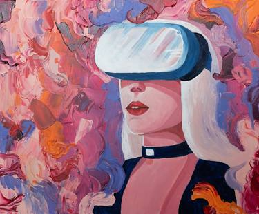 VR girl contemporary portrait pink thumb