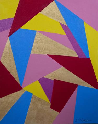 Colourful geometric abstract acrylic painting thumb