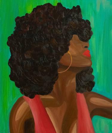 Black woman with red lips contemporary pop art portrait thumb