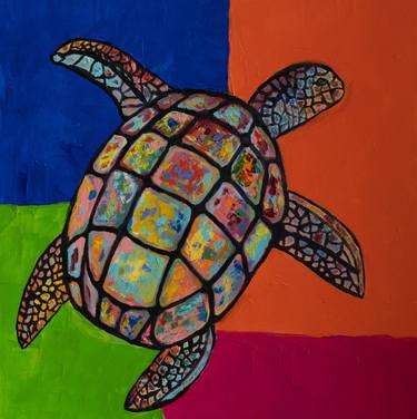 Colourful pop art turtle animal painting thumb