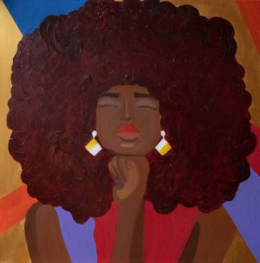 Female pop art geometric portrait black woman art thumb