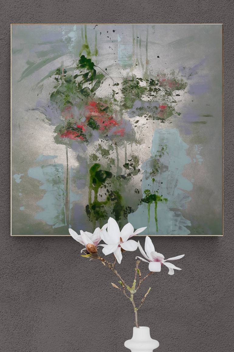 Original Abstract Floral Painting by Irina Vladau