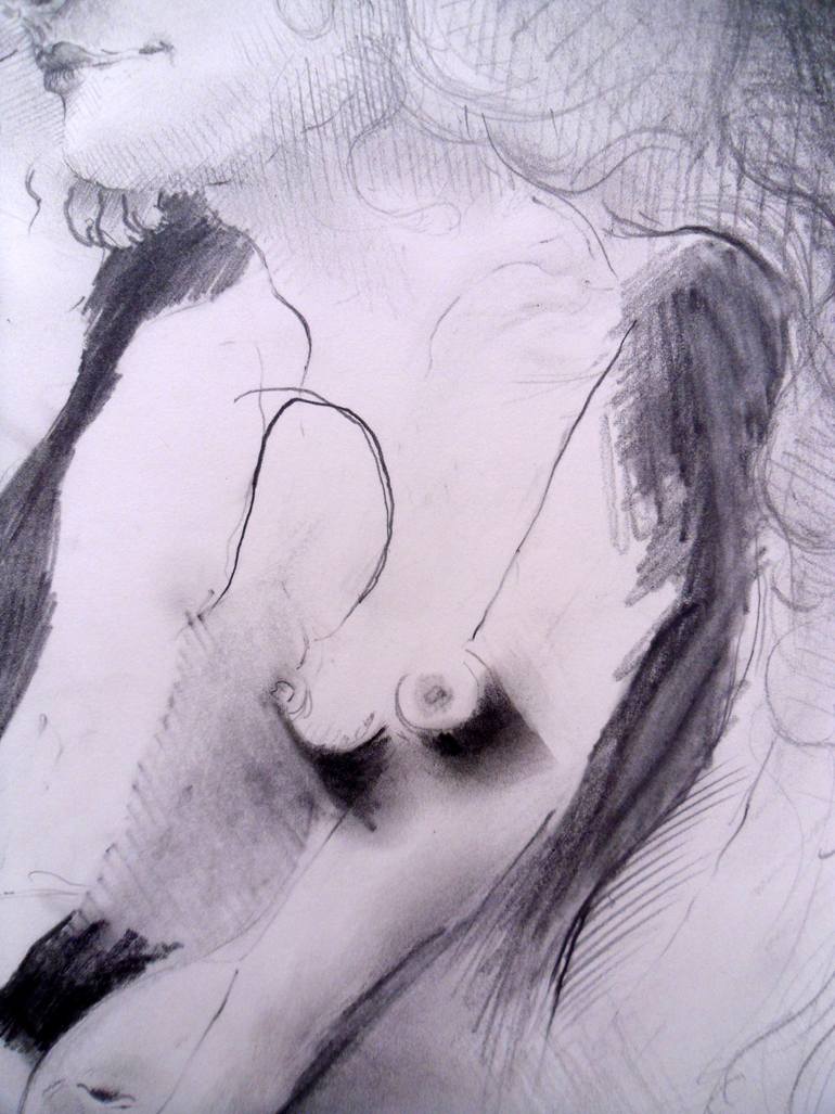 Original Abstract Nude Drawing by Paul Woods