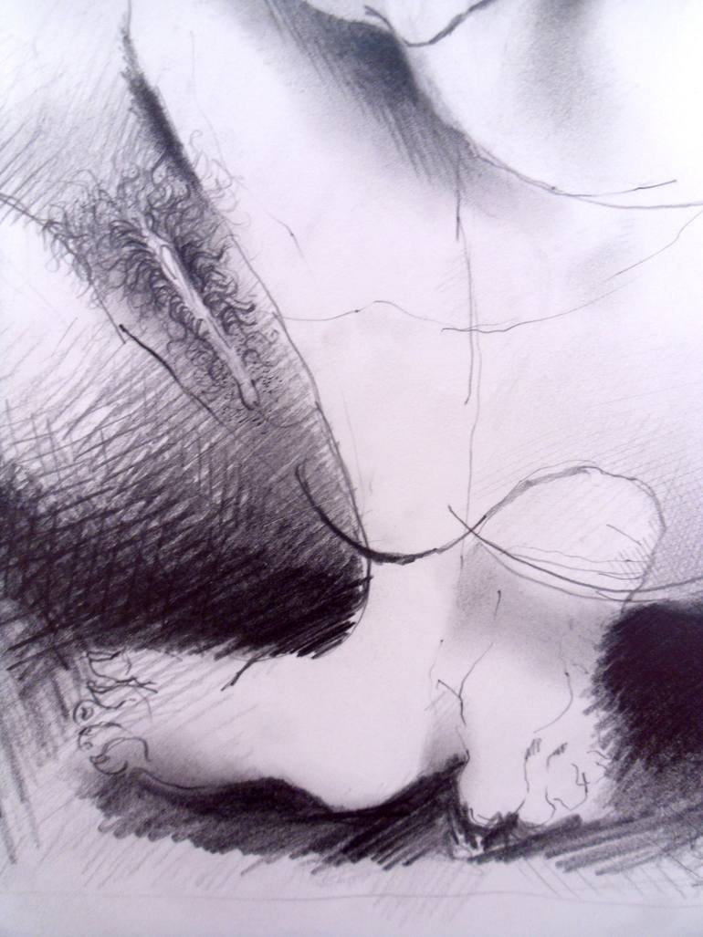 Original Abstract Nude Drawing by Paul Woods