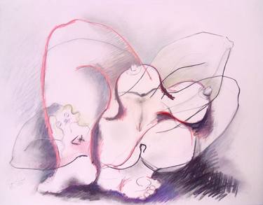 Reclining Nude with Pink and Black line thumb