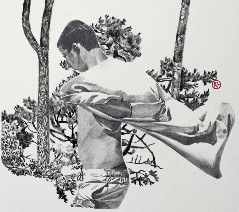 Original Figurative Landscape Drawing by Delphine Rocher