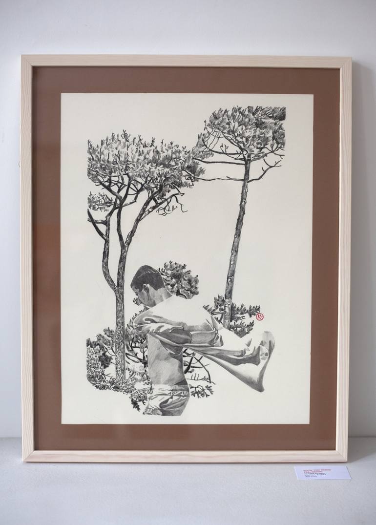 Original Figurative Landscape Drawing by Delphine Rocher