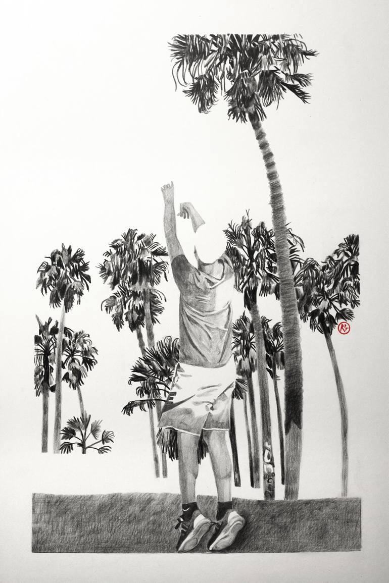 Original Realism Sport Drawing by Delphine Rocher