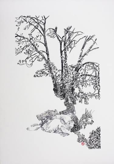 Original Figurative Landscape Drawings by Delphine Rocher