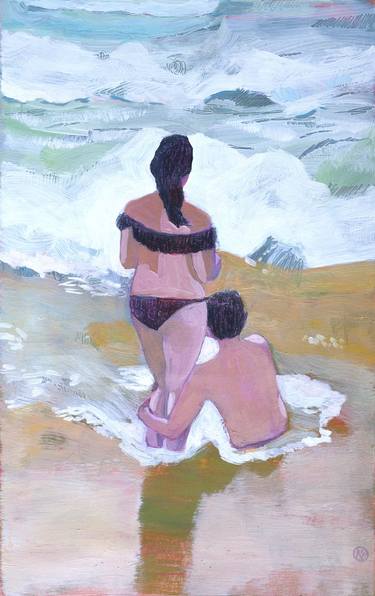 Original Figurative Beach Paintings by Delphine Rocher