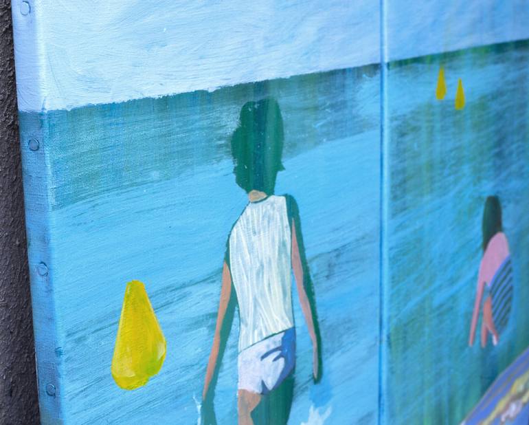 Original Figurative Beach Painting by Delphine Rocher