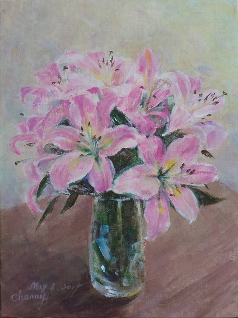 Flowers of Lily Painting by Charlie Zhao | Saatchi Art