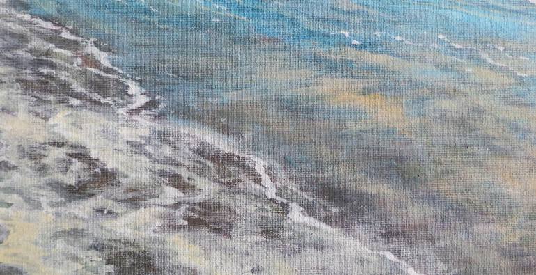 Original Impressionism Beach Painting by Charlie Zhao