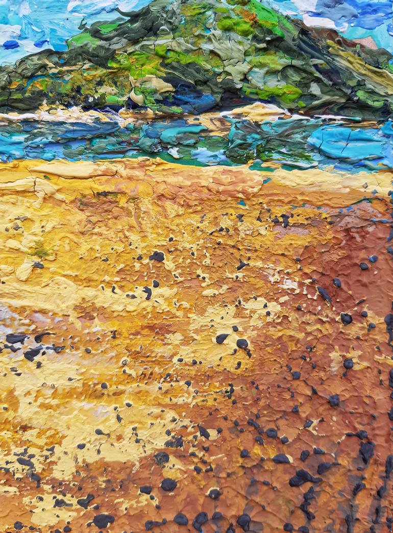 Original Expressionism Beach Painting by Martisha Sea