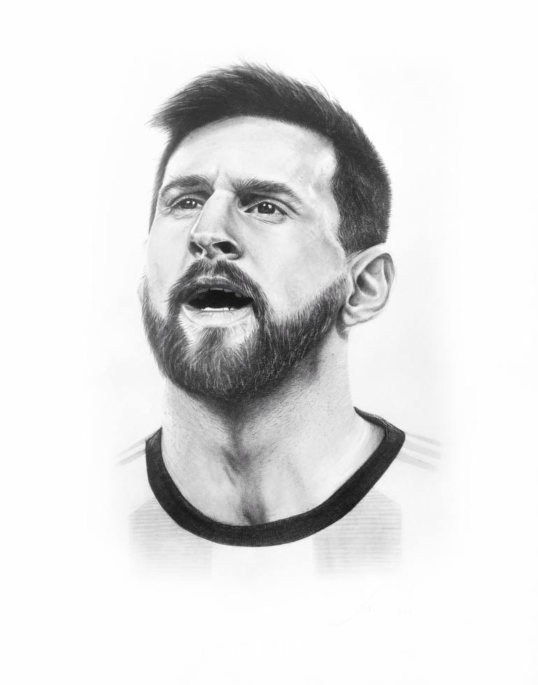 Lionel Messi Portrait Drawing By Santiago Albitre Saatchi Art