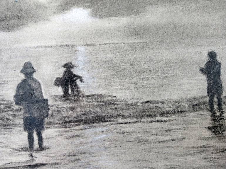 Original Figurative Beach Drawing by Dedy Reru