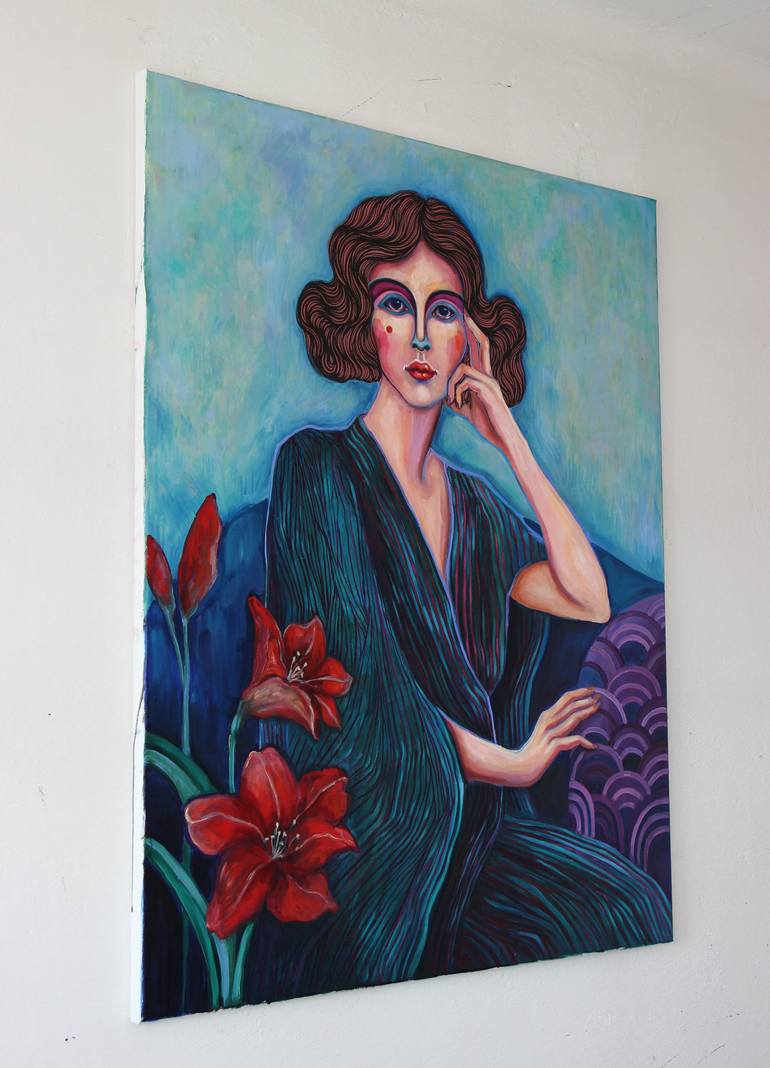 Original Art Deco People Painting by Viola Babol