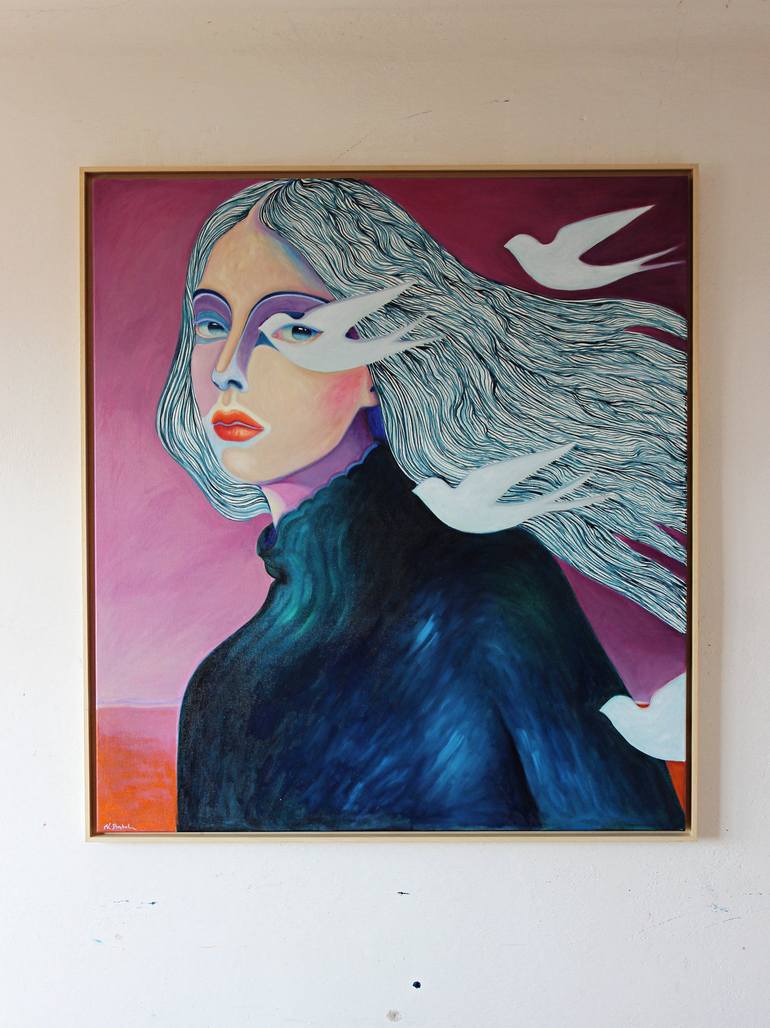 Original Surrealism Portrait Painting by Viola Babol