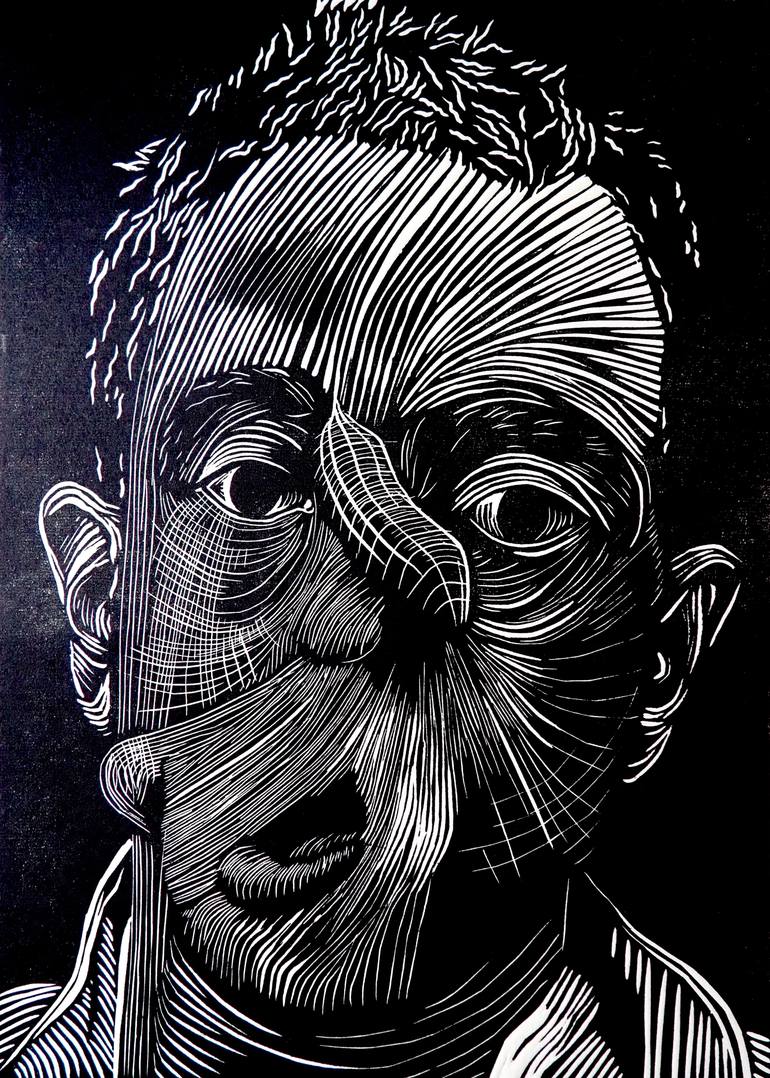 Original People Printmaking by Charlotte Dorn | Conceptual Art on Paper | Broken Face 7