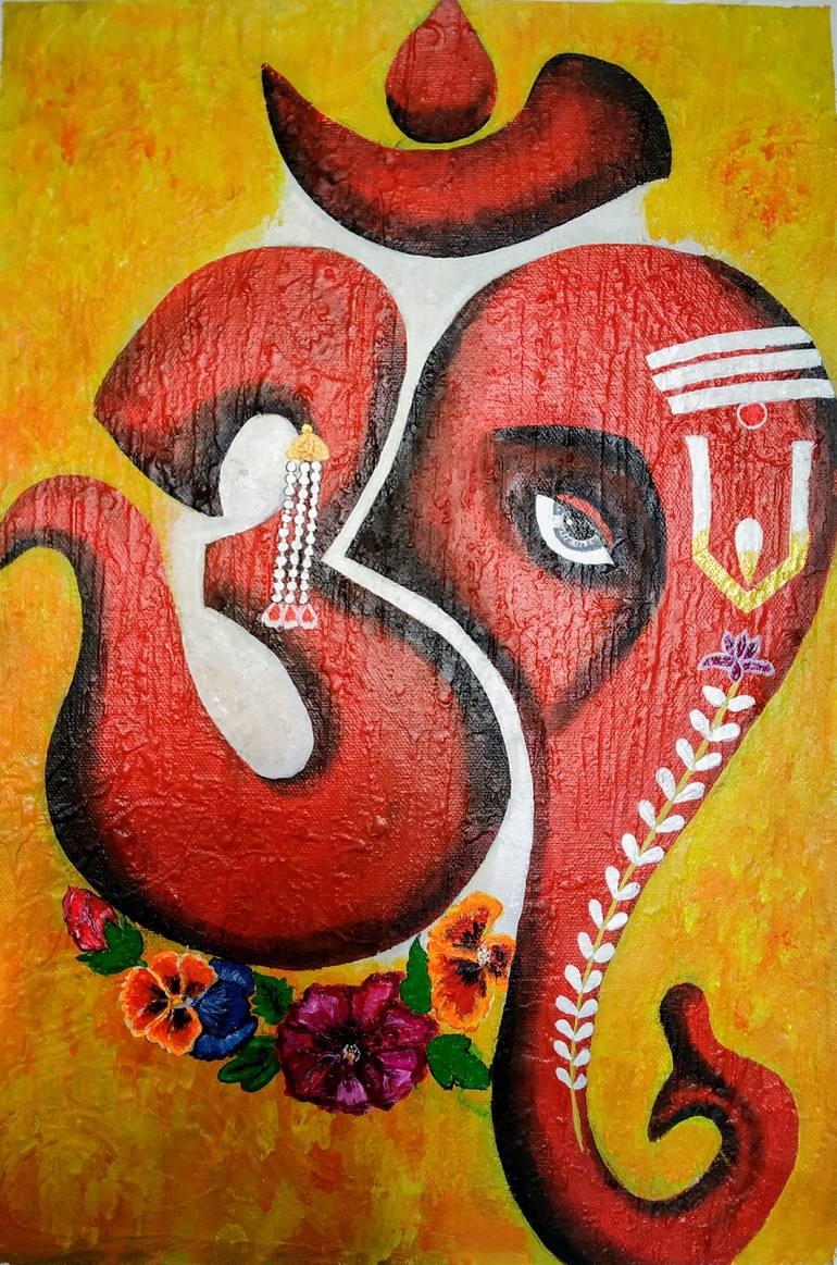Om Ganesha Painting by Shamali Baware | Saatchi Art