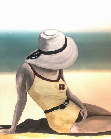 Original Art Deco Beach Paintings by DAGMAR SAERCHINGER