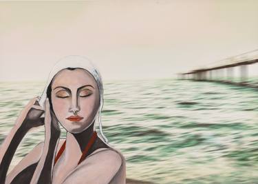 Original Art Deco Beach Paintings by DAGMAR SAERCHINGER