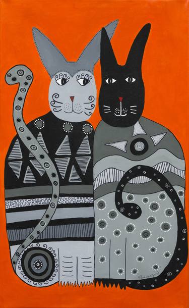 Print of Figurative Cats Paintings by PATRICIA CASAGRANDE