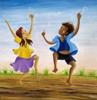 Original Figurative Children Paintings by RISHIKA S