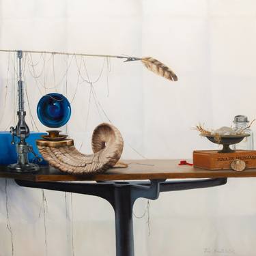 Still Life with Blue Orb and Feather thumb