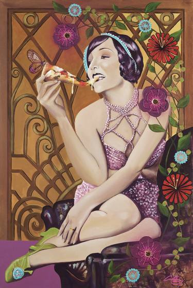 Original Art Deco Women Mixed Media by Cosette Grider
