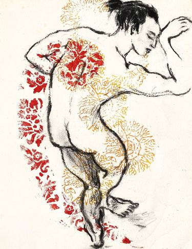 Original Expressionism Body Drawings by Sally Crombie