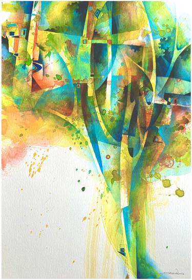 Print of Abstract Tree Paintings by Noel Sadicon