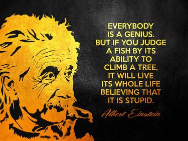 Albert Einstein Genius Motivational Wall Art thumb