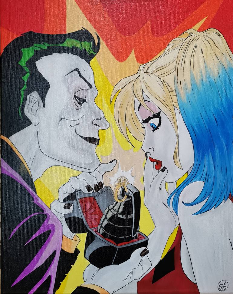 Union Of Two Geeks Joker And Harley Quinn Painting By Olga Guseva Saatchi Art