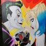 Surely everyone knows that the psychopath Joker from the comic universe has a girlfriend named Harley Quinn. And she's as crazy as the Joker.They have a dangerous relationship and yet they fit together. Ideally crazy couple in love.
The picture is painted with acrylic paints on canvas on a stretcher and covered with protective varnish.